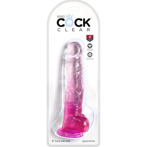 KING COCK - CLEAR REALISTIC PENIS WITH BALLS 16.5 CM PINK 2